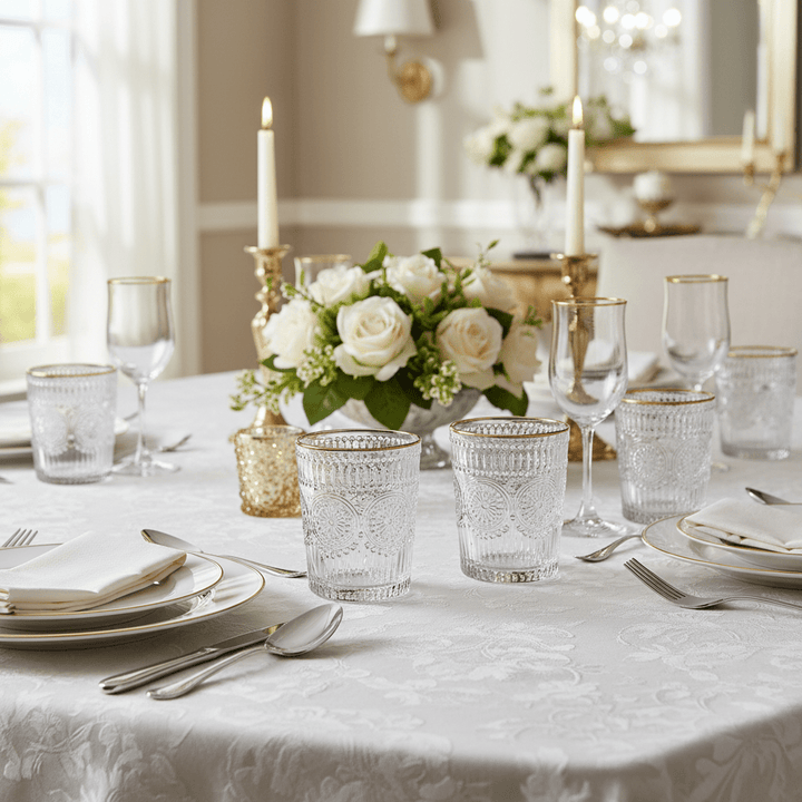 Karaca Sunflower 6 stk. Drikkeglas m/Guldkant – 332 ml - Løven Home