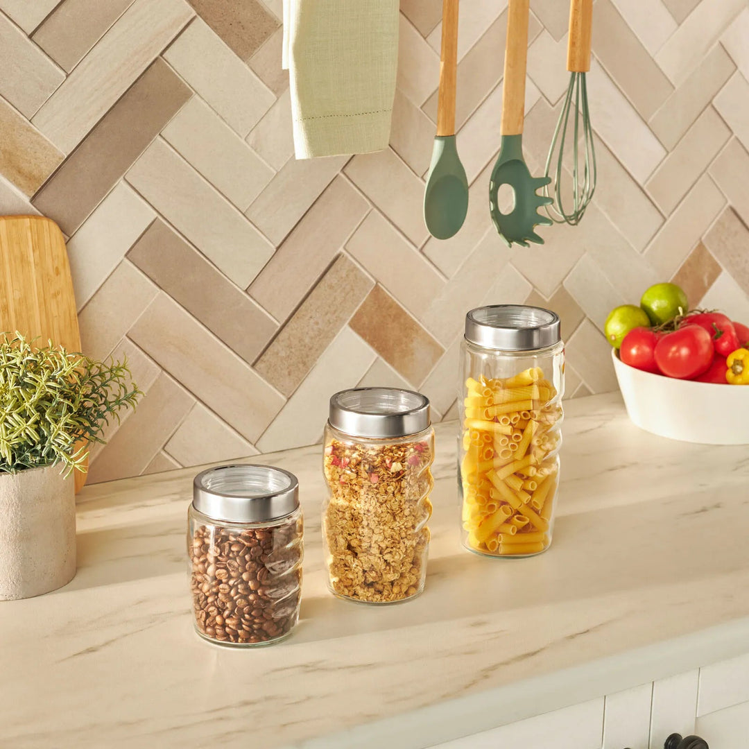 Karaca Sunset Opbevaringsbokse i Glas – 3 dele (Klar) - Løven Home