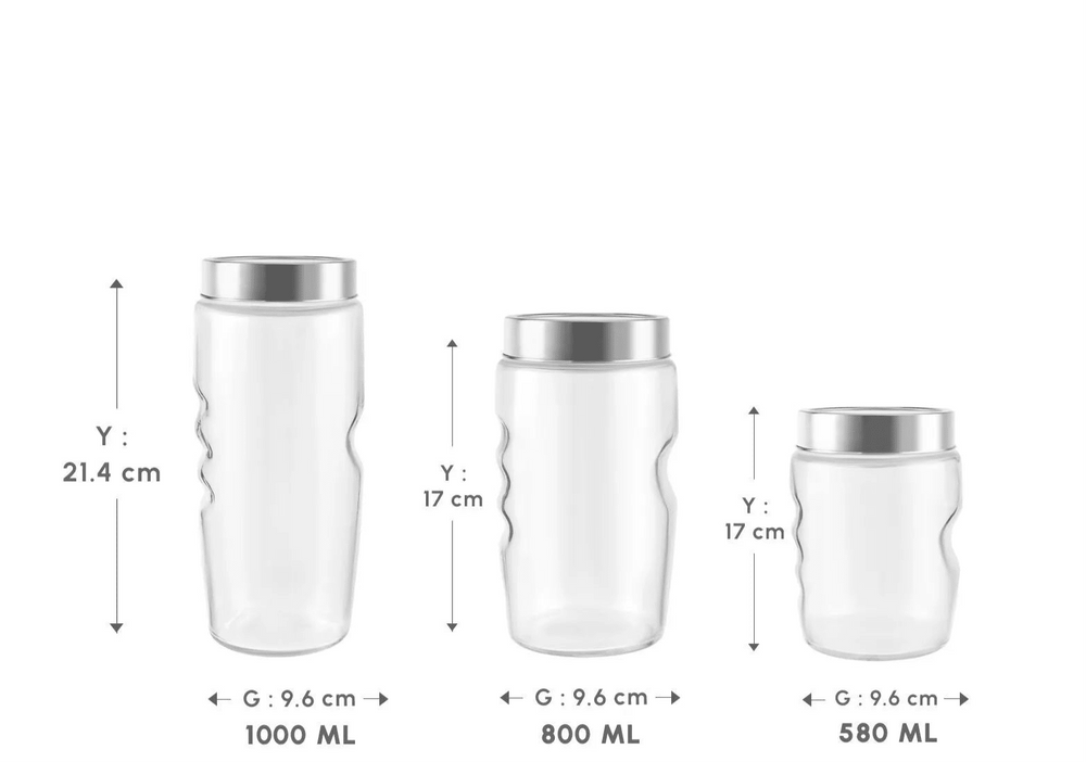 Karaca Sunset Opbevaringsbokse i Glas – 3 dele (Klar) - Løven Home