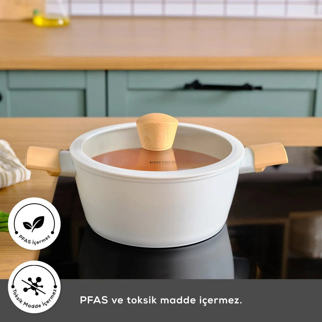 Karaca Swiss Crystal Almond Cream Induktionsvenligt Midi Grydesæt – 4 dele - Løven Home