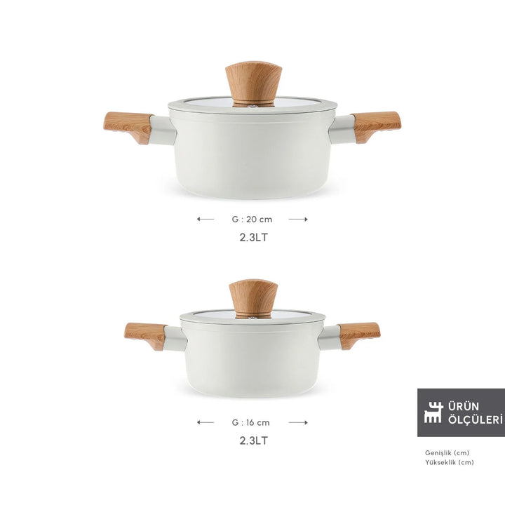 Karaca Swiss Crystal Almond Cream Induktionsvenligt Midi Grydesæt – 4 dele - Løven Home