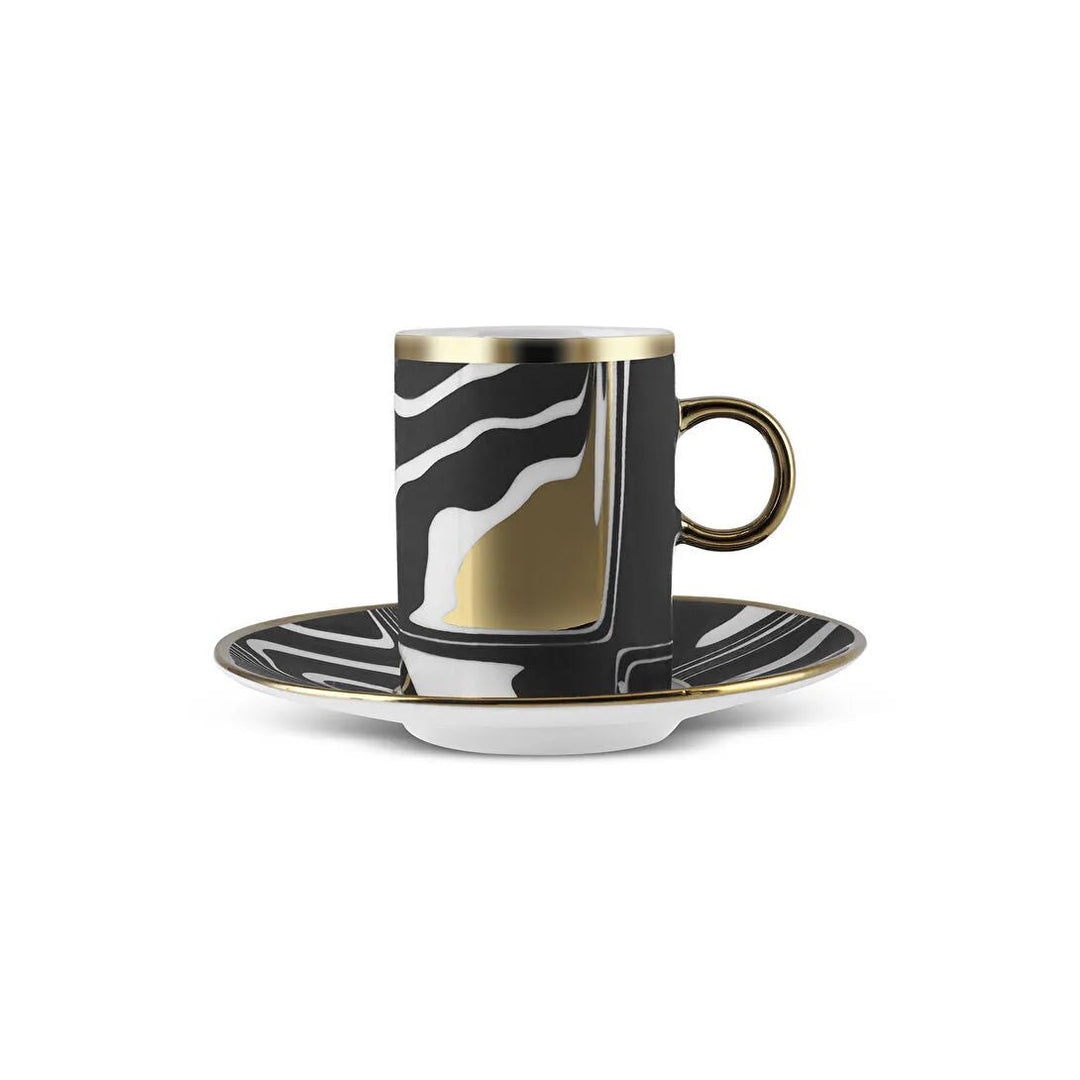 Karaca Tales Espressosæt til 6 Pers. – 90 ml - Sort/Hvid/Guld - Løven Home
