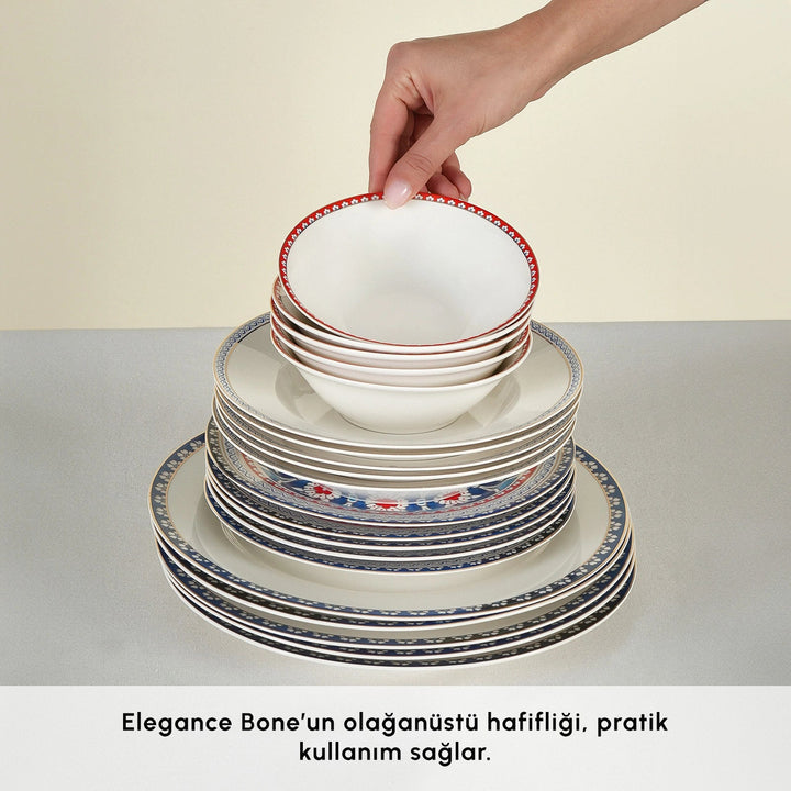 Karaca - Tallerkensæt - Elegance Bone Ancient - 24 dele – 6 personers - Løven Home