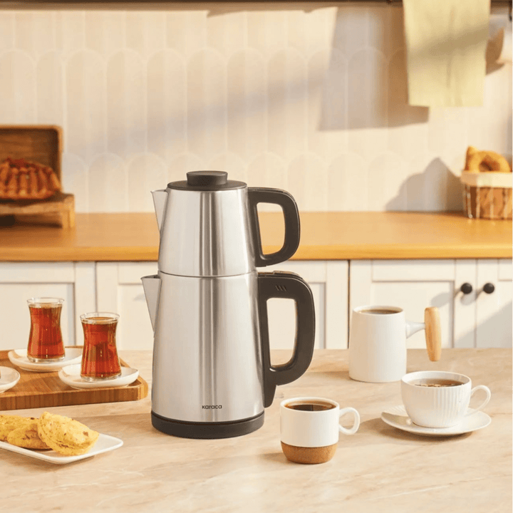 Karaca Tea Break 2 i 1 Elkedel & Tekoger, Rustfrit Stål – Inox Sort - Løven Home