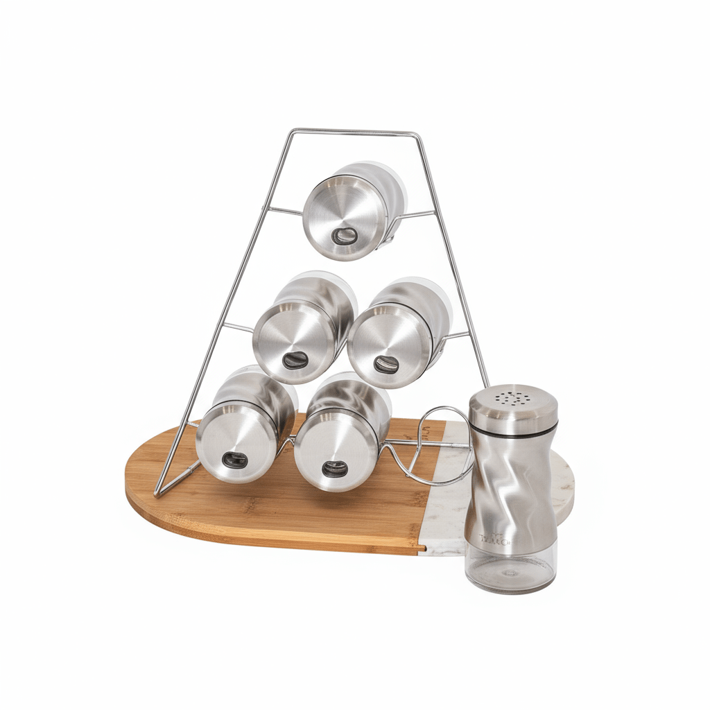Karaca Tottori 7 - Dele Glas Krydderisæt m/Metal Stativ - Løven Home