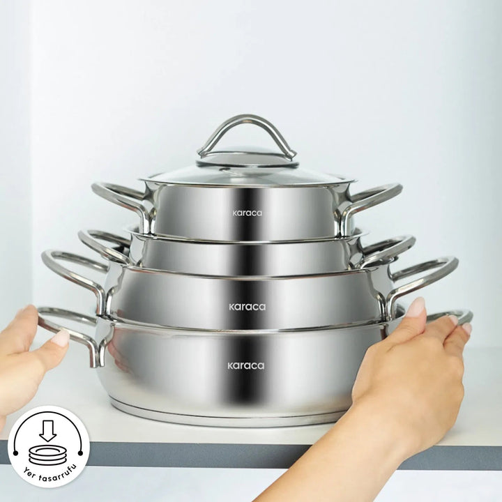 Karaca Urla Grydesæt i Rustfrit Stål – 8 dele - Løven Home