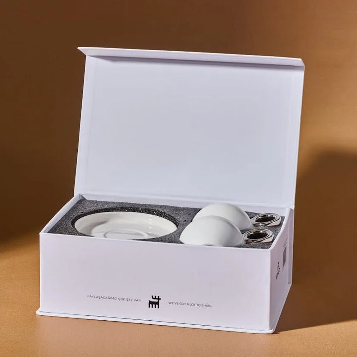 KARACA VENUS ESPRESSOKOPPER TIL 2 PERSONER | 135 ml. | HVID/GULD - Løven Home