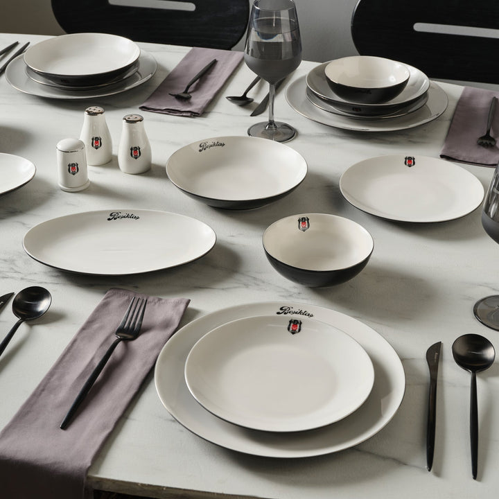 Karaca x Beşiktaş Elegance Bone - Platin - 53 Dele - 12 Personers Spisestel - Løven Home