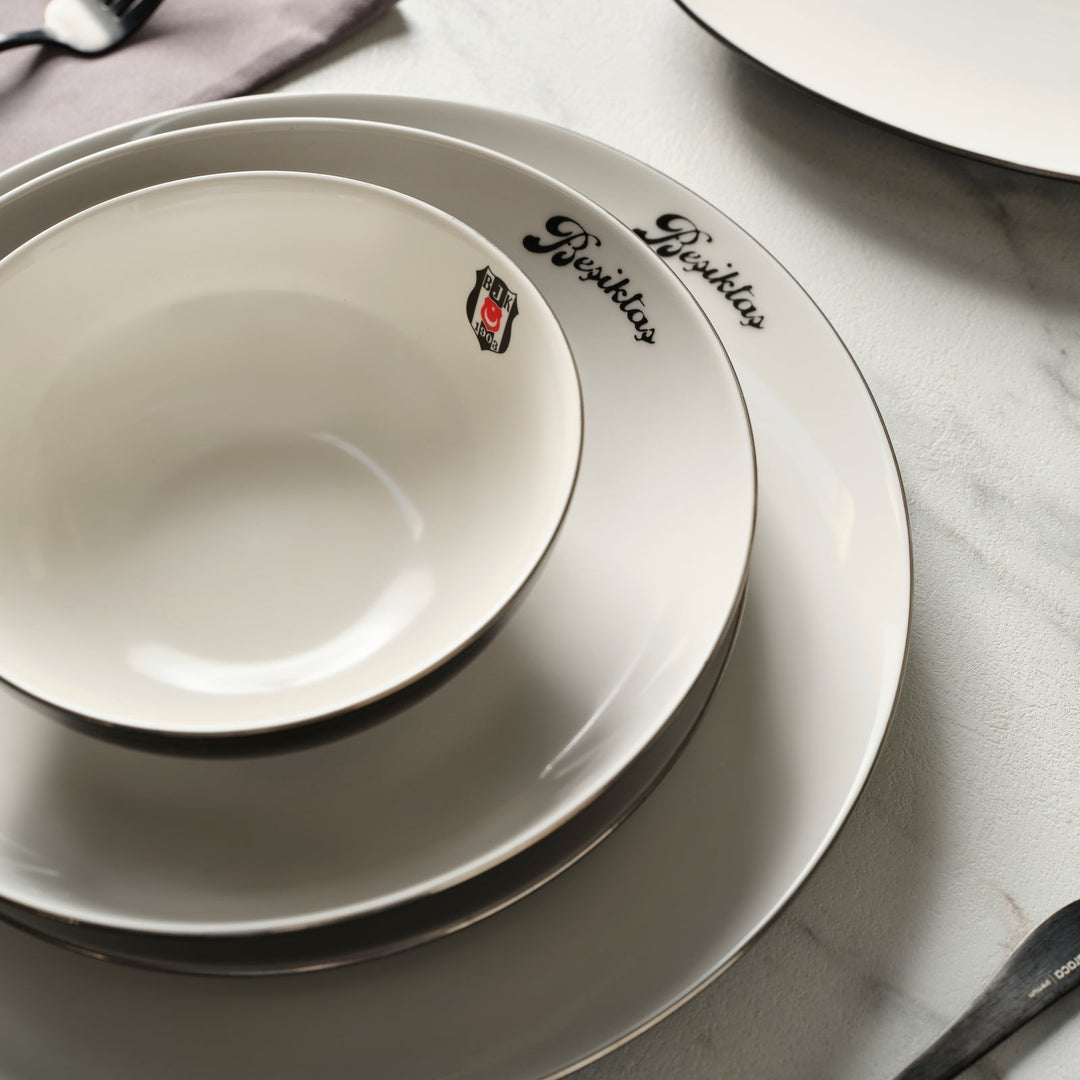 Karaca x Beşiktaş Elegance Bone - Platin - 53 Dele - 12 Personers Spisestel - Løven Home
