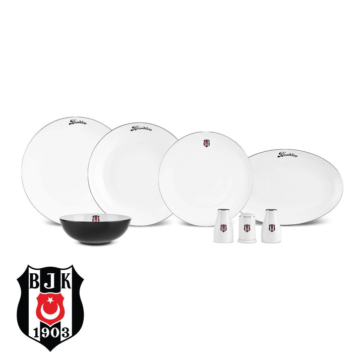 Karaca x Beşiktaş Elegance Bone - Platin - 53 Dele - 12 Personers Spisestel - Løven Home