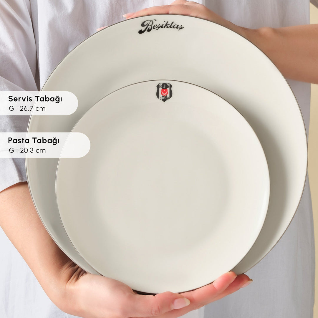 Karaca x Beşiktaş Elegance Bone - Platin - 53 Dele - 12 Personers Spisestel - Løven Home