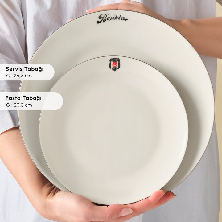 Karaca x Beşiktaş Elegance Bone - Platin - 53 Dele - 12 Personers Spisestel - Løven Home