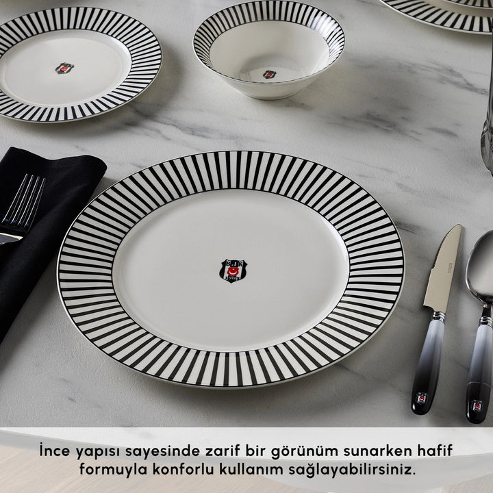 Karaca x Beşiktaş Forever Bone Spisestel – 24 Dele til 6 Personer - Løven Home