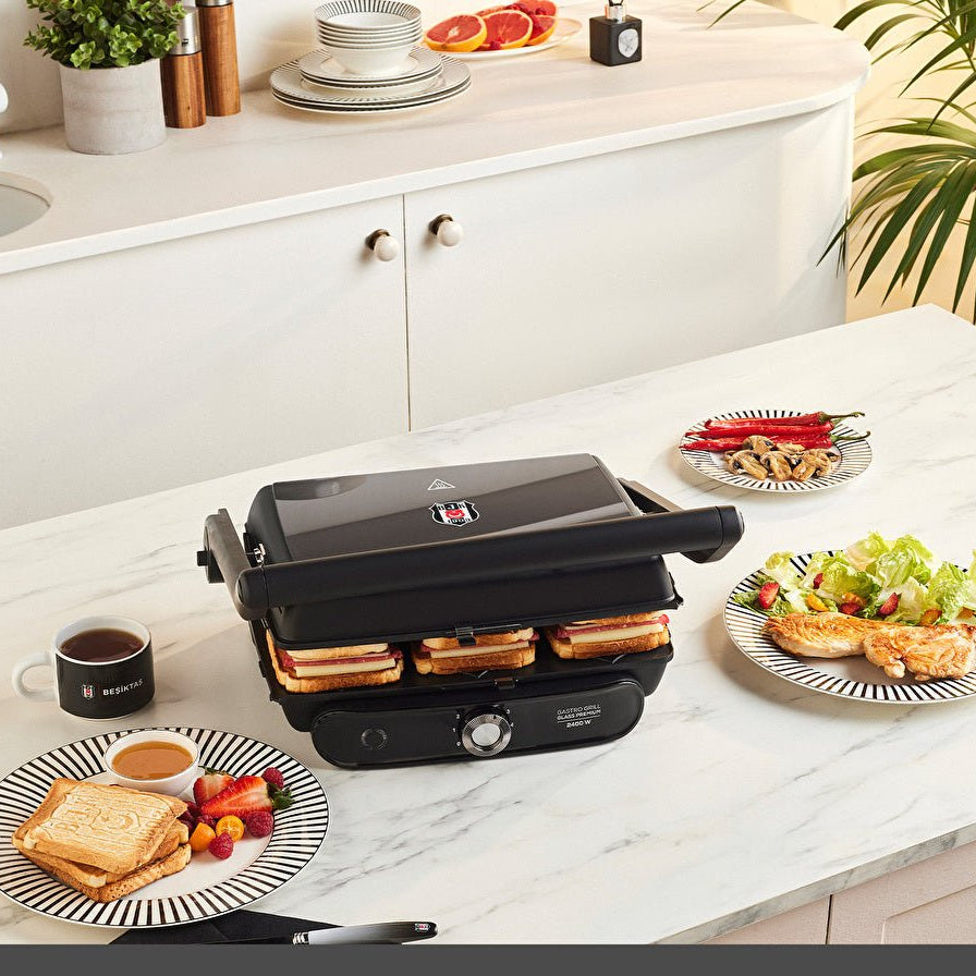 Karaca x Beşiktaş - Gastro Grill Glass Grill &amp; Toastmaskine - 2400 W - Løven Home