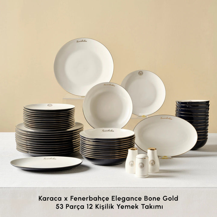 Karaca x Fenerbahçe Elegance Bone Gold - 53 Dele - 12 Personers Spisestel - Løven Home