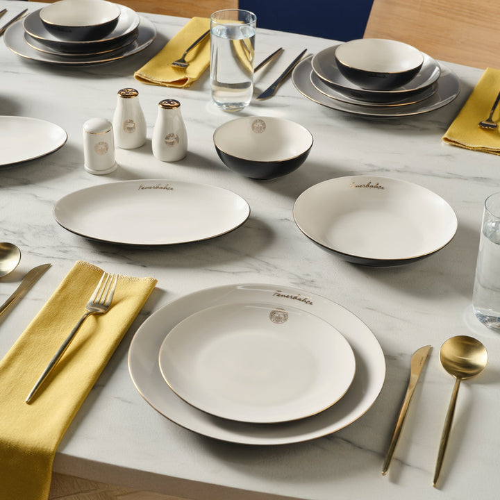 Karaca x Fenerbahçe Elegance Bone Gold - 53 Dele - 12 Personers Spisestel - Løven Home