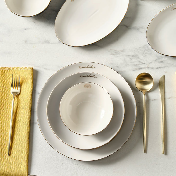 Karaca x Fenerbahçe Elegance Bone Gold - 53 Dele - 12 Personers Spisestel - Løven Home