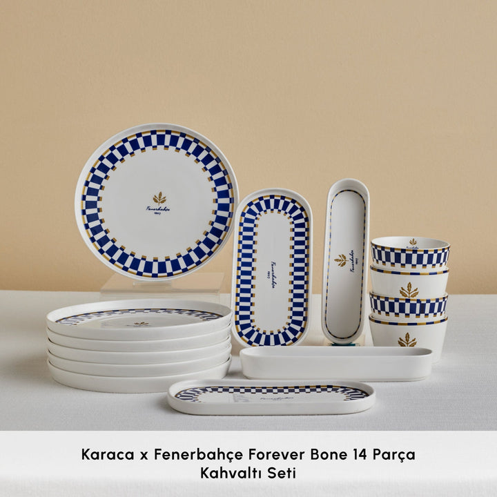 Karaca x Fenerbahçe - Forever Bone Morgenmadssæt – 14 dele til 6 personer - Løven Home