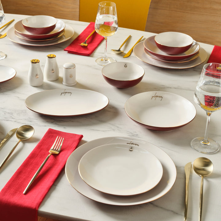 Karaca x Galatasaray - Elegance Bone Gold - 53 Dele - 12 Personers Spisestel - Løven Home