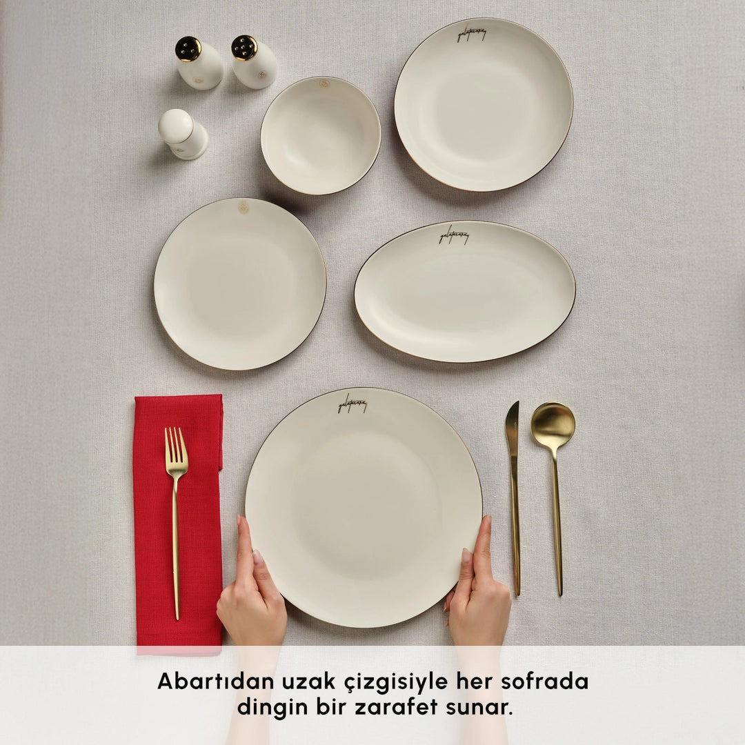 Karaca x Galatasaray - Elegance Bone Gold - 53 Dele - 12 Personers Spisestel - Løven Home