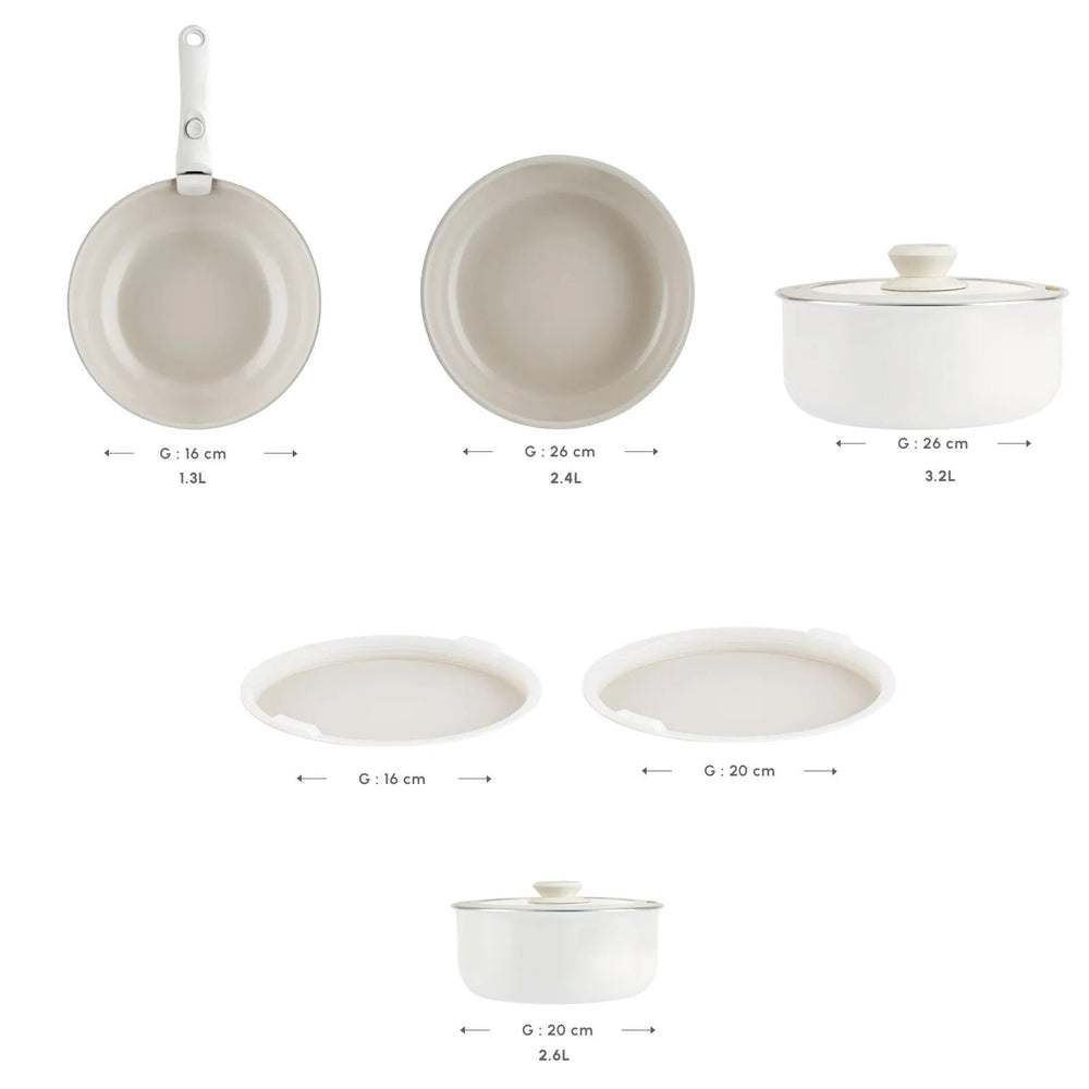 Karaca x Refika Swiss Crystal Almond Easy Clip Grydesæt - 9 Dele - Løven Home