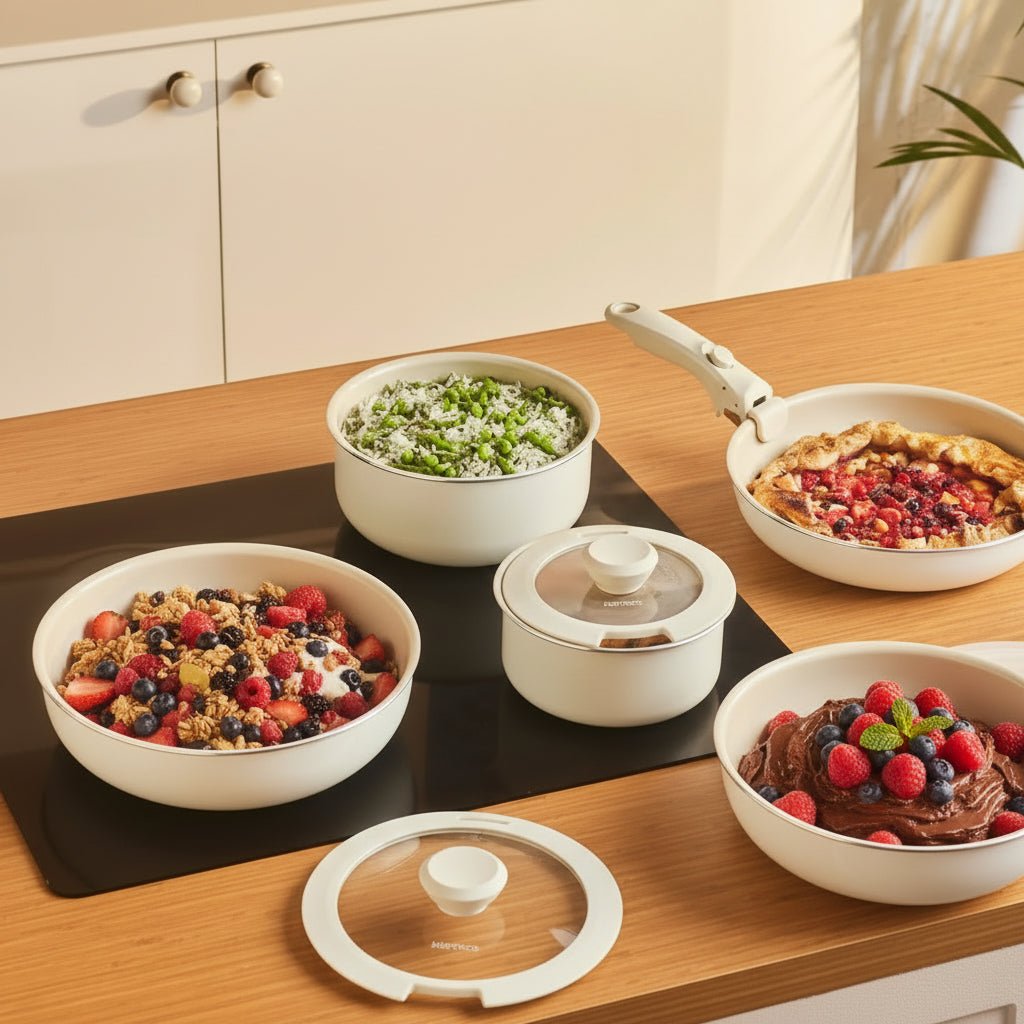 Karaca x Refika Swiss Crystal Almond Easy Clip Grydesæt - 9 Dele - Løven Home