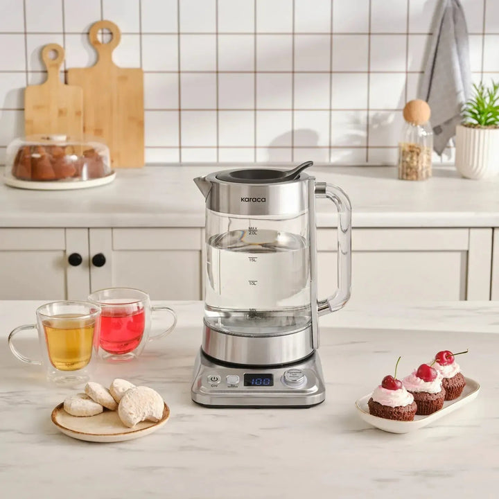 Karaca X Refika XL Glas Temaskine – Chrome (2,8L) - Løven Home