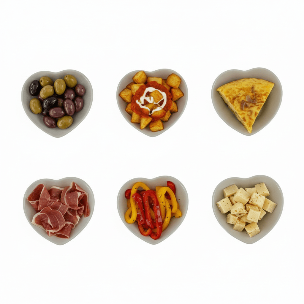 Kaya Hjerteformet Tapassæt 12 dele - Porcelæn - Løven Home