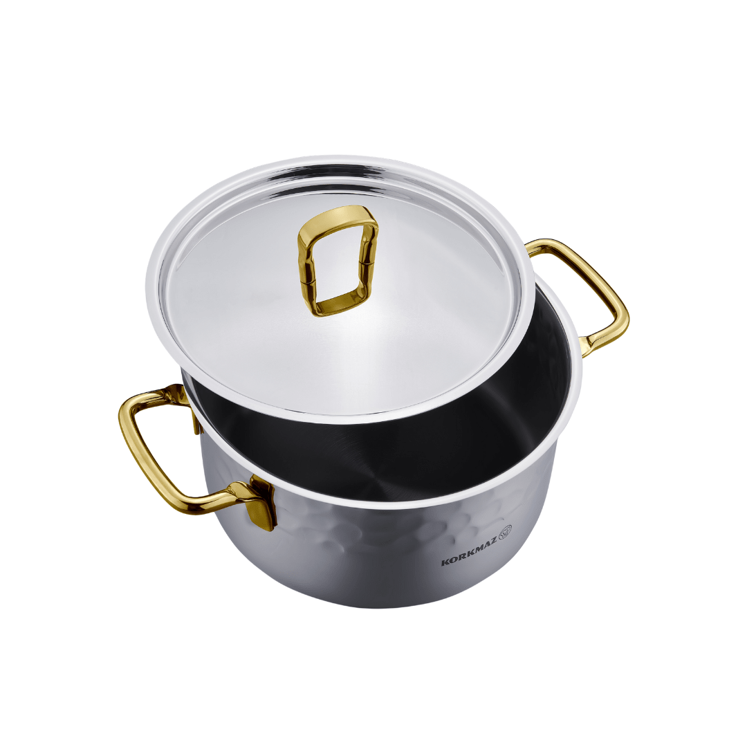 Korkmaz Erna Grydesæt m/Guldgreb - 8 Dele - 4 Størrelser - Løven Home