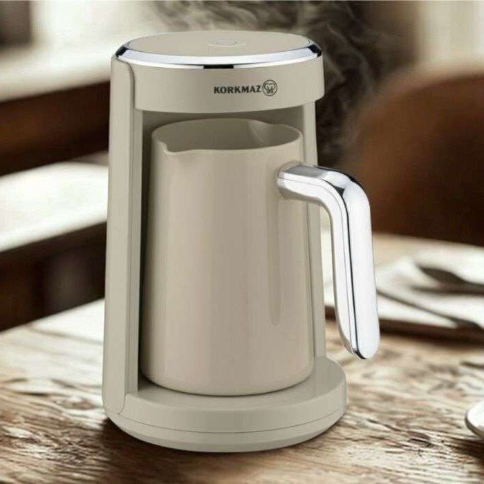 Korkmaz Keyif Türk Elektrisk Tyrkisk Kaffemaskine 480W - Beige/Sølv - Løven Home