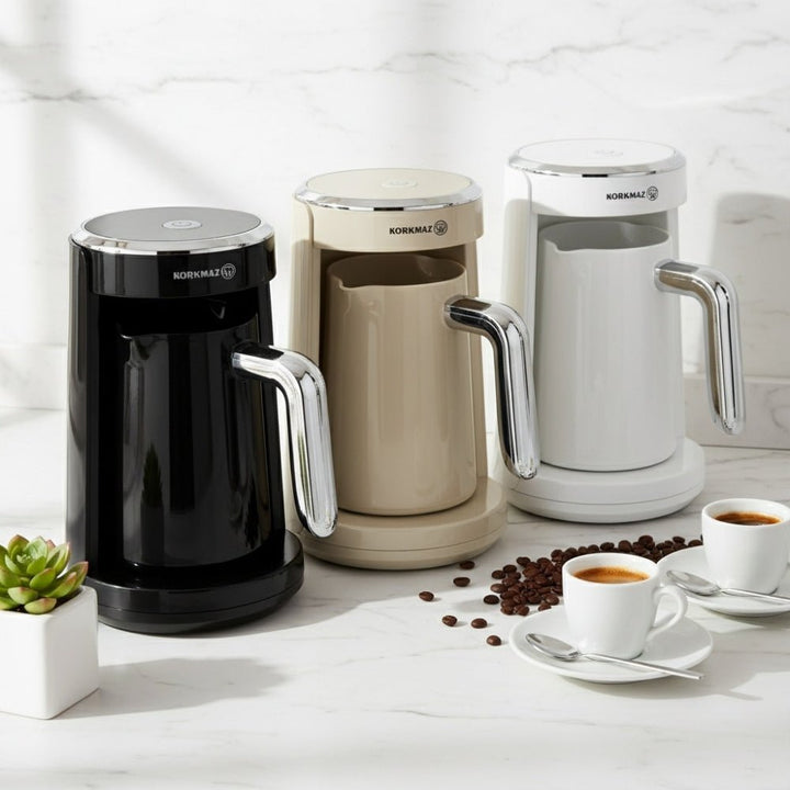 Korkmaz Keyif Türk Elektrisk Tyrkisk Kaffemaskine 480W - Beige/Sølv - Løven Home