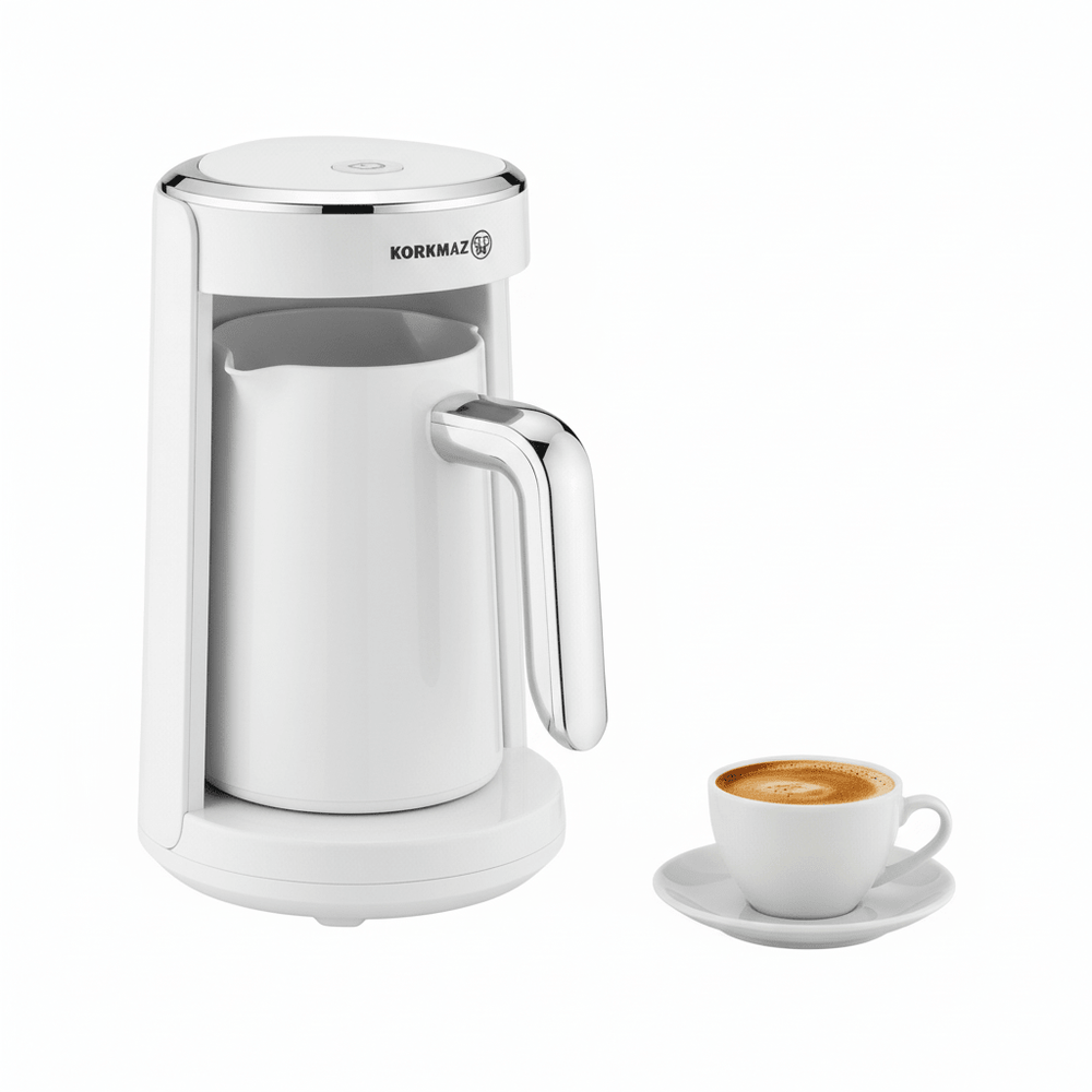 Korkmaz Keyif Türk Elektrisk Tyrkisk Kaffemaskine 480W - Vanilje/Sølv - Løven Home