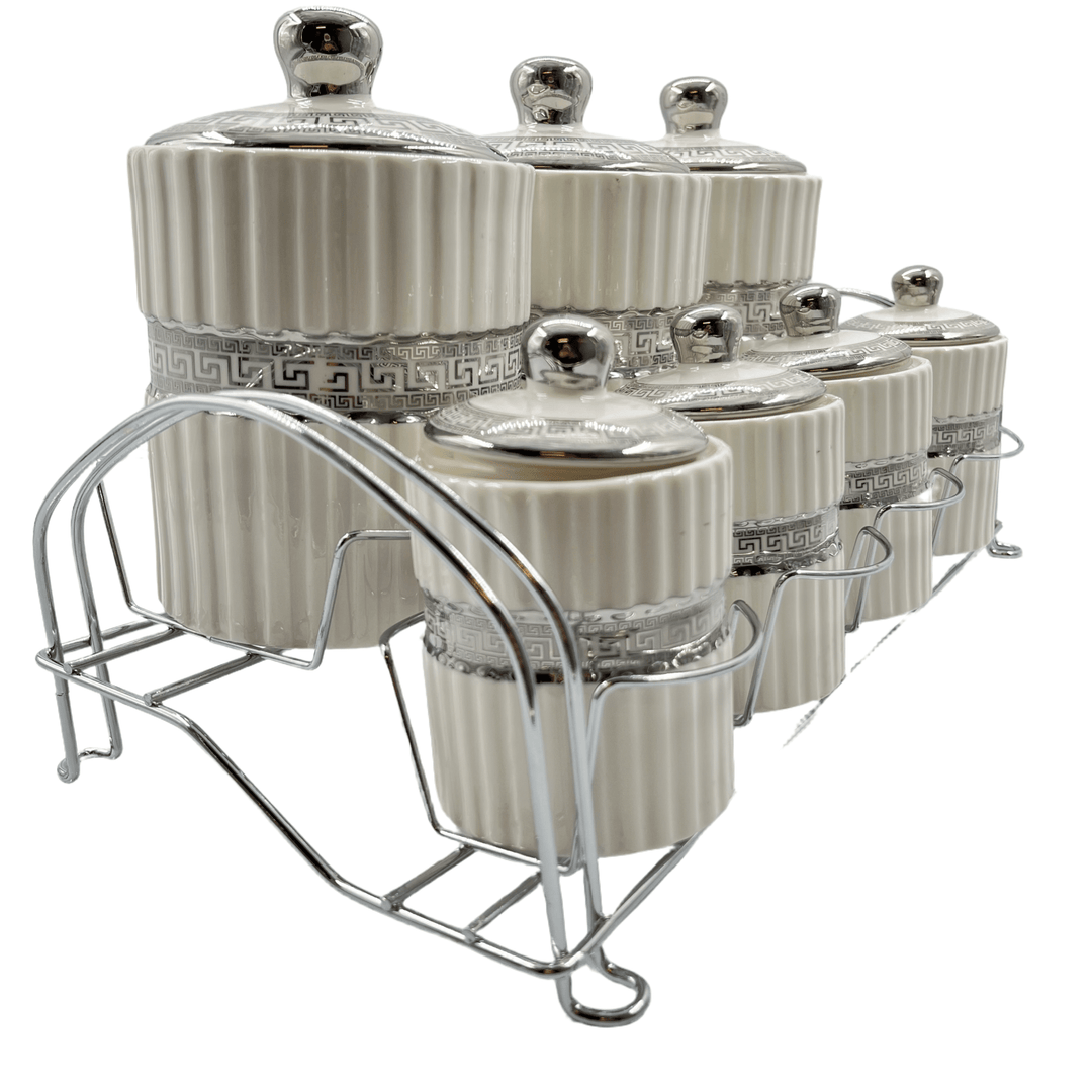 Krydderisæt i Porcelæn - Hvid/Sølv - Løven Home