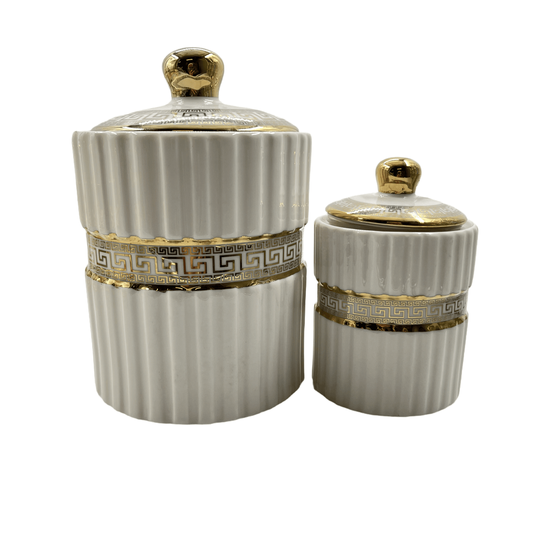 Krydderisæt i Porselæn - Hvid/Guld - Løven Home