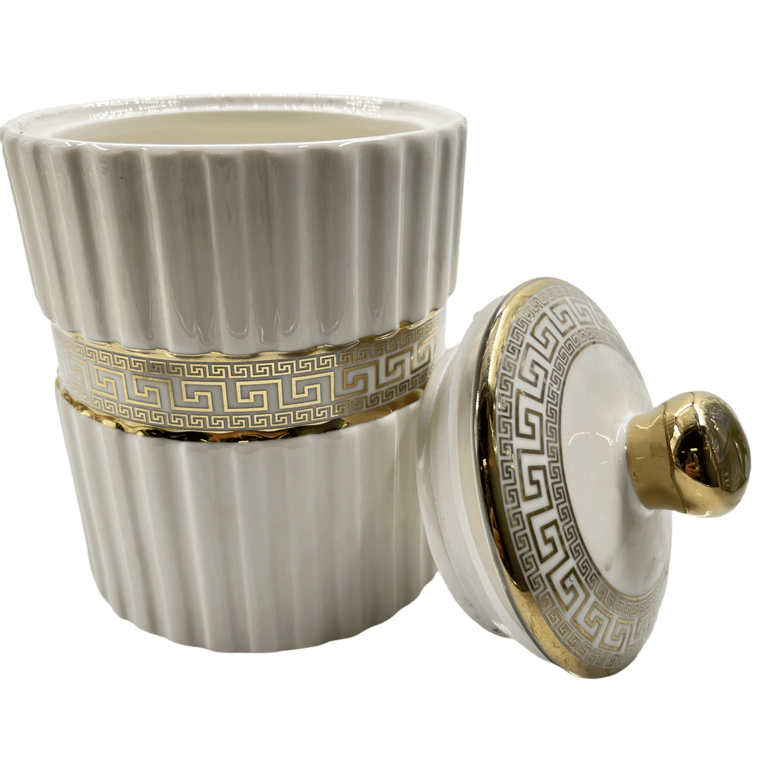 Krydderisæt i Porselæn - Hvid/Guld - Løven Home