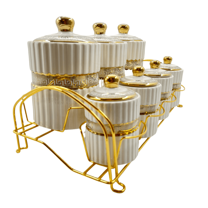 Krydderisæt i Porselæn - Hvid/Guld - Løven Home