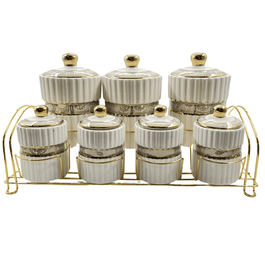 Krydderisæt i Porselæn - Hvid/Guld - Løven Home