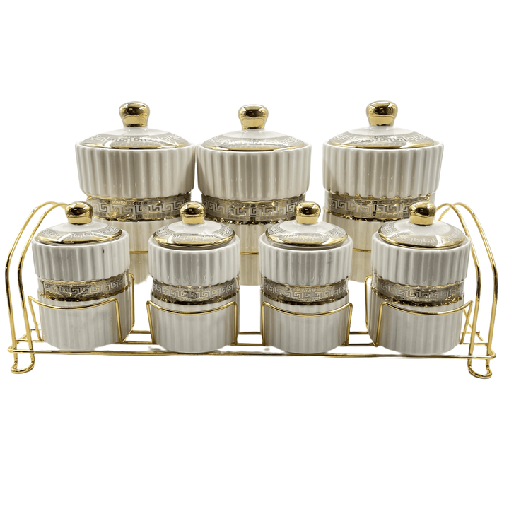 Krydderisæt i Porselæn - Hvid/Guld - Løven Home