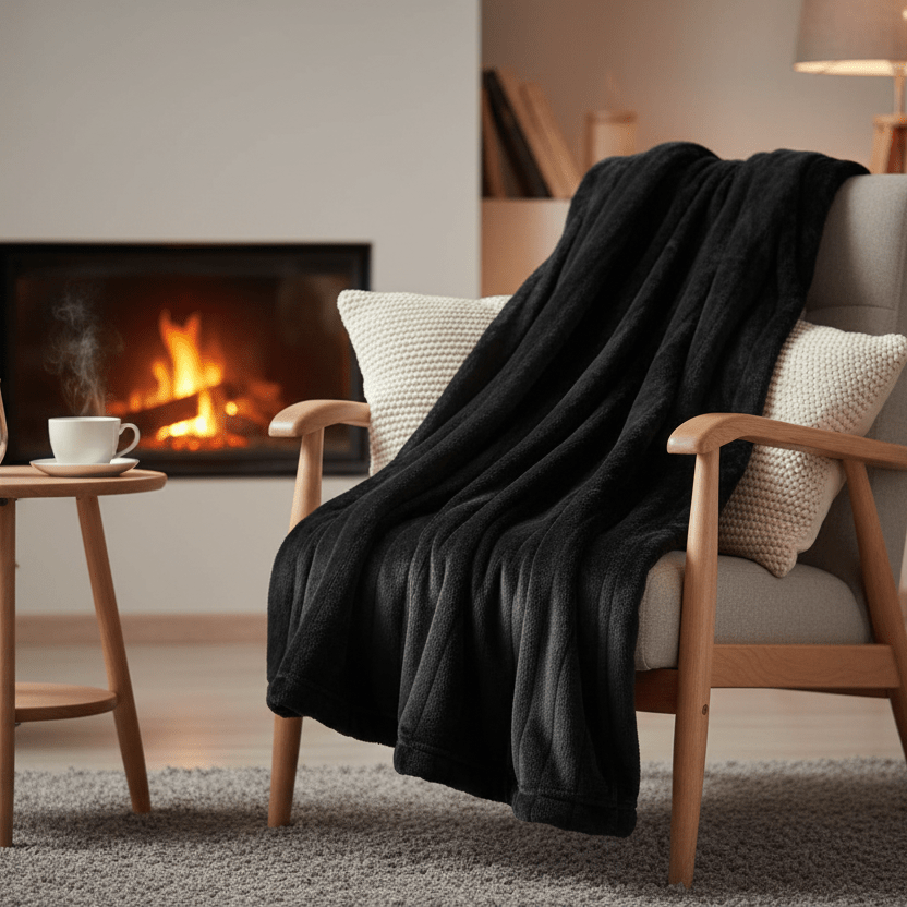 Kuscheldecke Blødt Plaid / Tæppe – 150 × 200 cm - Sort - Løven Home