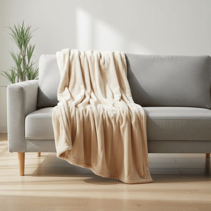 Kuscheldecke Blødt Plaid / Sengetæppe – 150 × 200 cm - Lys beige - Løven Home