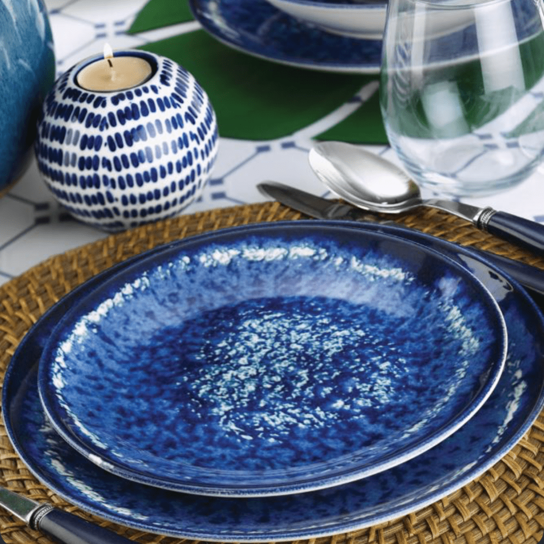 Kutahya Porcelænssæt 24 dele 6 pers. - Marmorblå - Løven Home