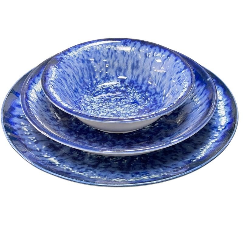 Kutahya Porcelænssæt 24 dele 6 pers. - Marmorblå - Løven Home