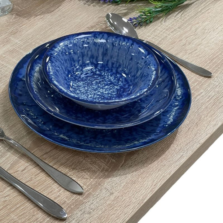 Kutahya Porcelænssæt 24 dele 6 pers. - Marmorblå - Løven Home