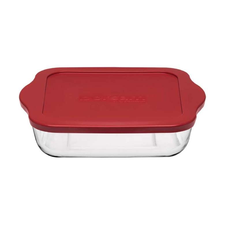 Kvadratisk Glasfad m/Låg 2 Liter (26x22 cm) - Borcam - Løven Home