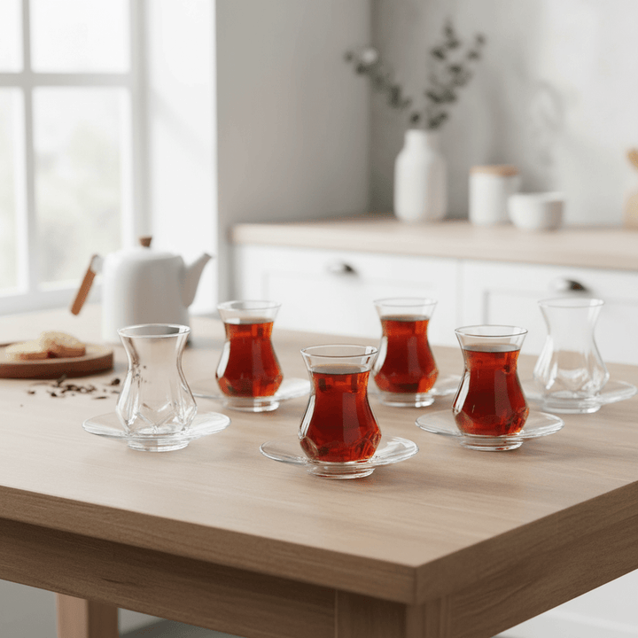 LAV - Alya Teglassæt - 165 ml | 12 dele (6 teglas + 6 underkopper) | 6 pers. - Løven Home