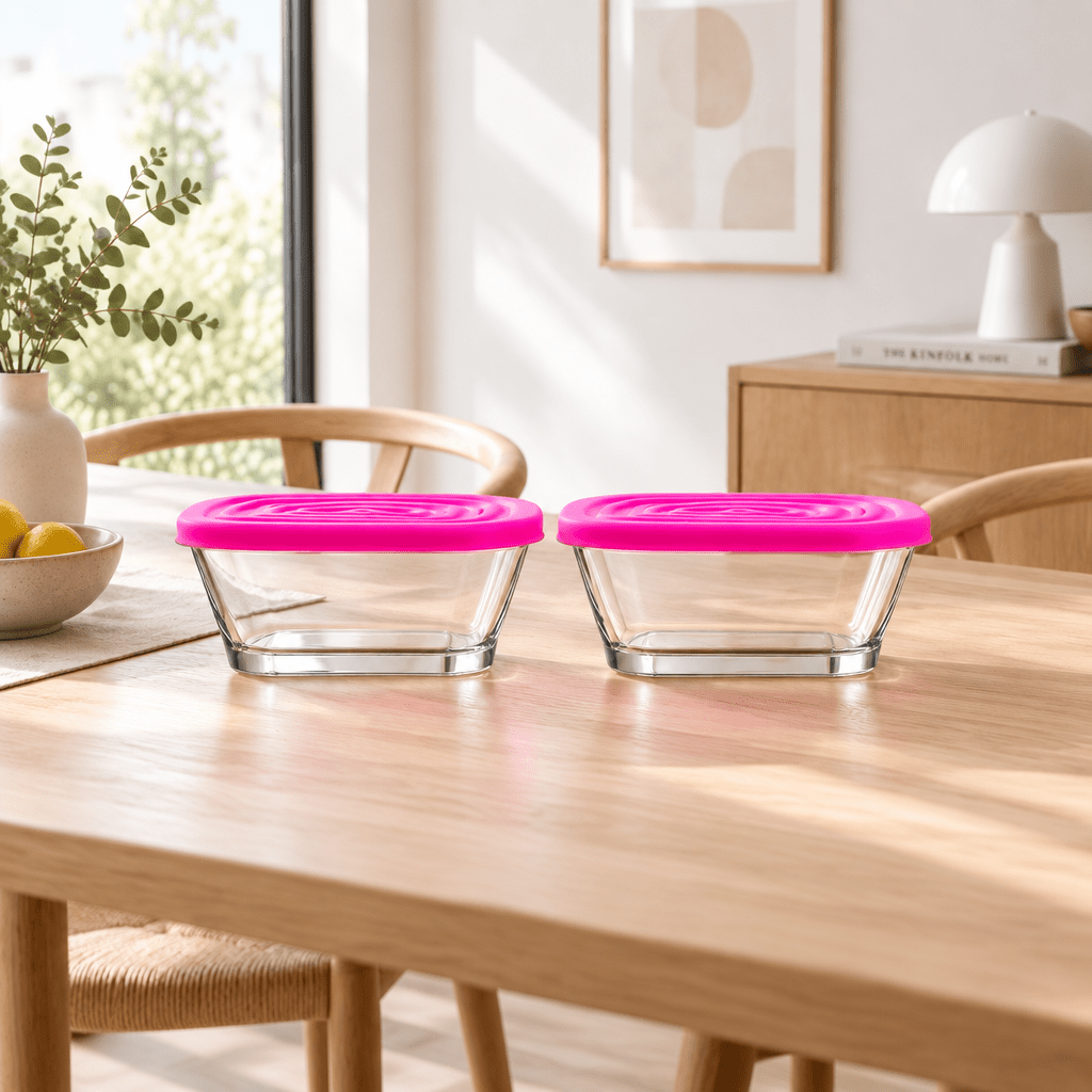 LAV Defne - Madopbevaringsbeholdere - 2 stk. | 375 ml | Glas/plast - Løven Home