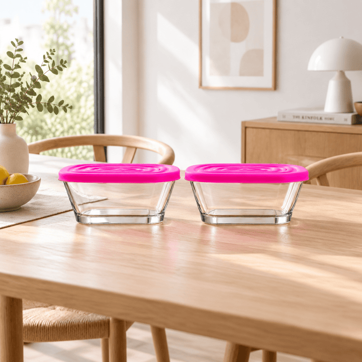 LAV Defne - Madopbevaringsbeholdere - 2 stk. | 375 ml | Glas/plast - Løven Home