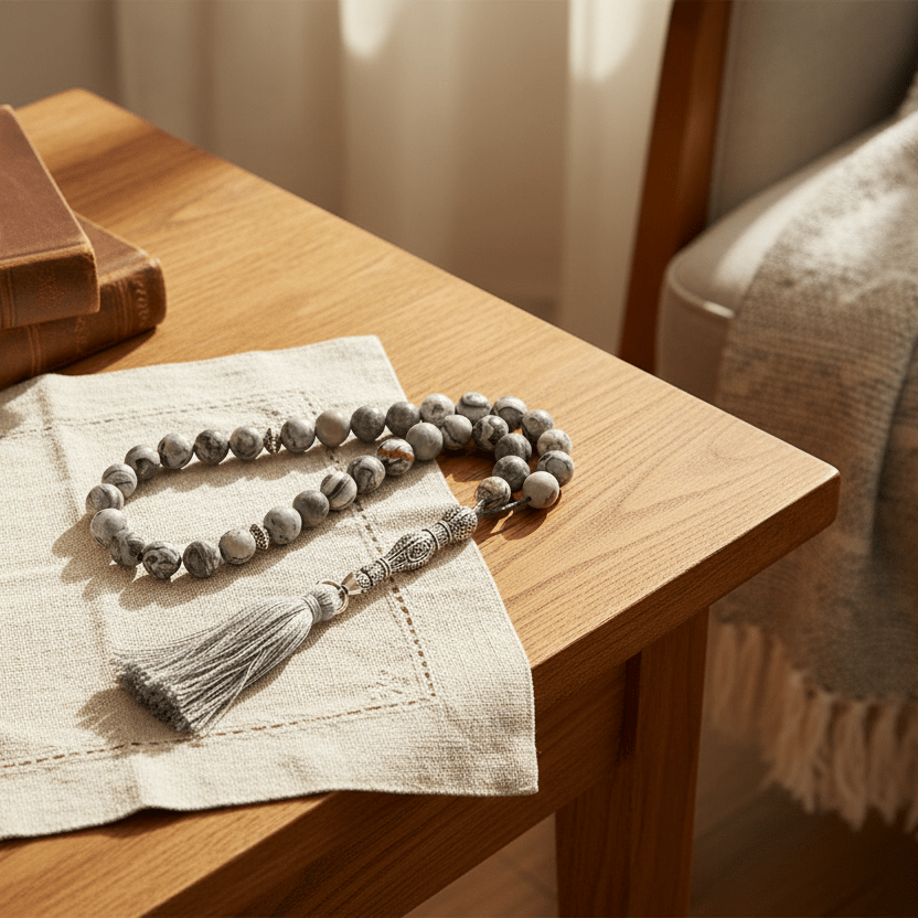 Lav - Selv - Tasbihkæde (Bedeperler) - Grå Farve - Løven Home