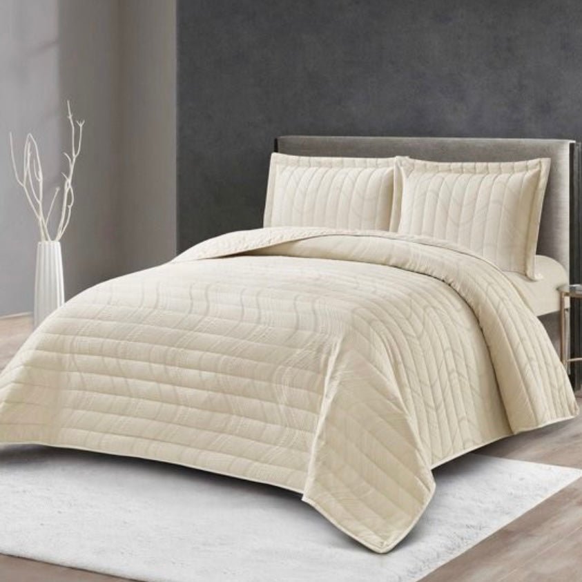 Lavella Hale Sengetæppe Sæt 3 Dele | 240x260 cm | Beige - Løven Home