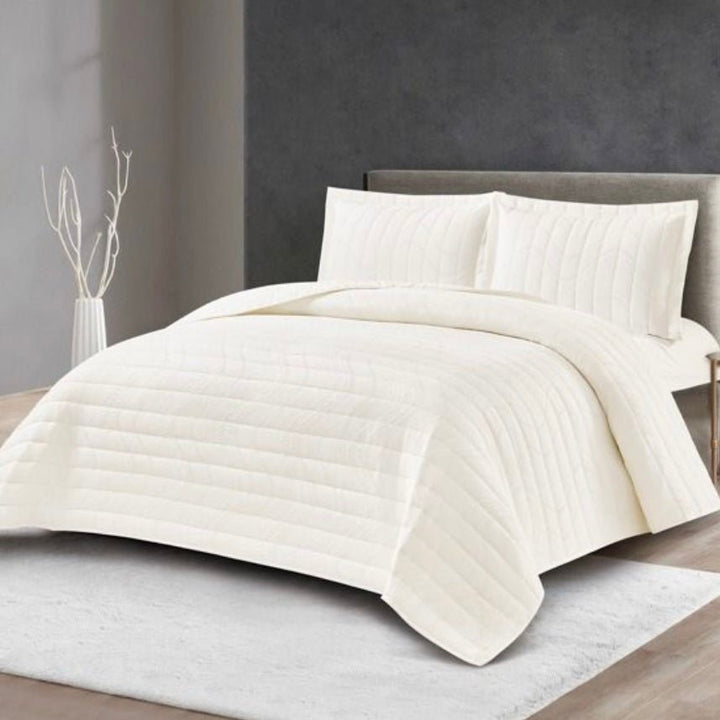 Lavella Hale Sengetæppe Sæt 3 Dele | 240x260 cm | Hvid - Løven Home